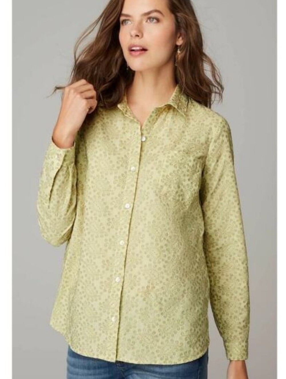 J. Jill Button Down Paisley Embroidered Blouse Top Women's Size Medium